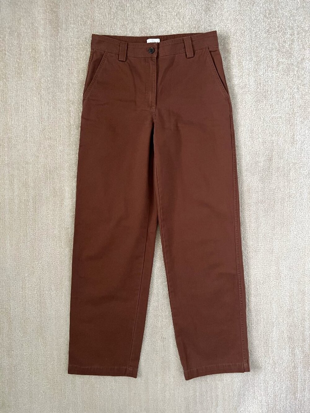 Aritzia Sunday Best Brown Organic Cotton High Waisted Straight Leg Pants 6